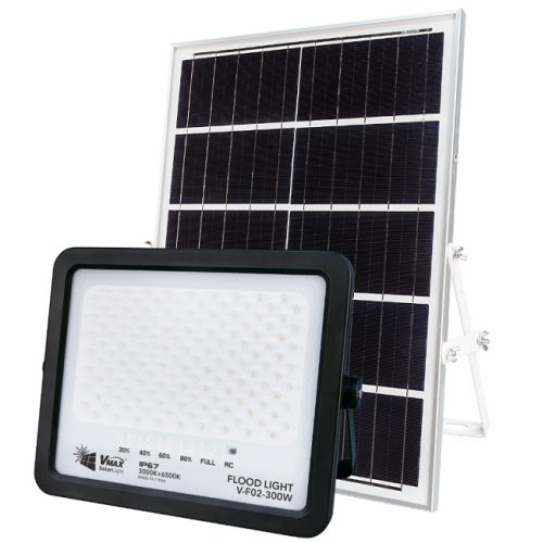 Solar flood light with built-in lithium