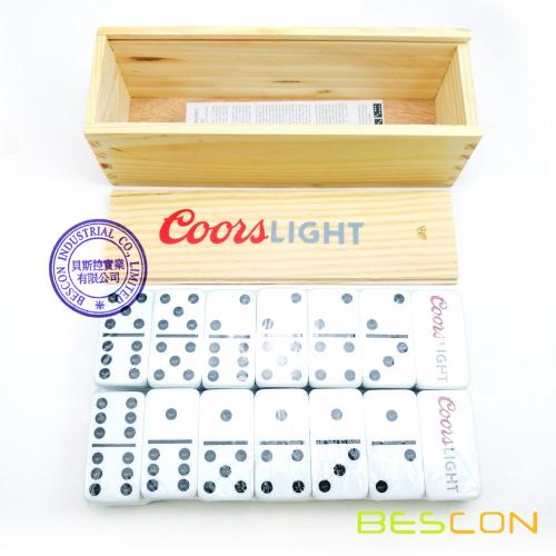 Wooden Box Set Custom Logo Engraving Domino