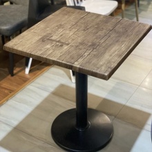 Classical Commercial Wood Top Metal Leg Square Dining Table