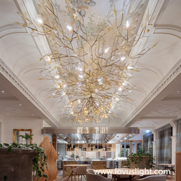 Golden branch shape chandelier golden luxury custom hotel chandelier restaurant chandelier