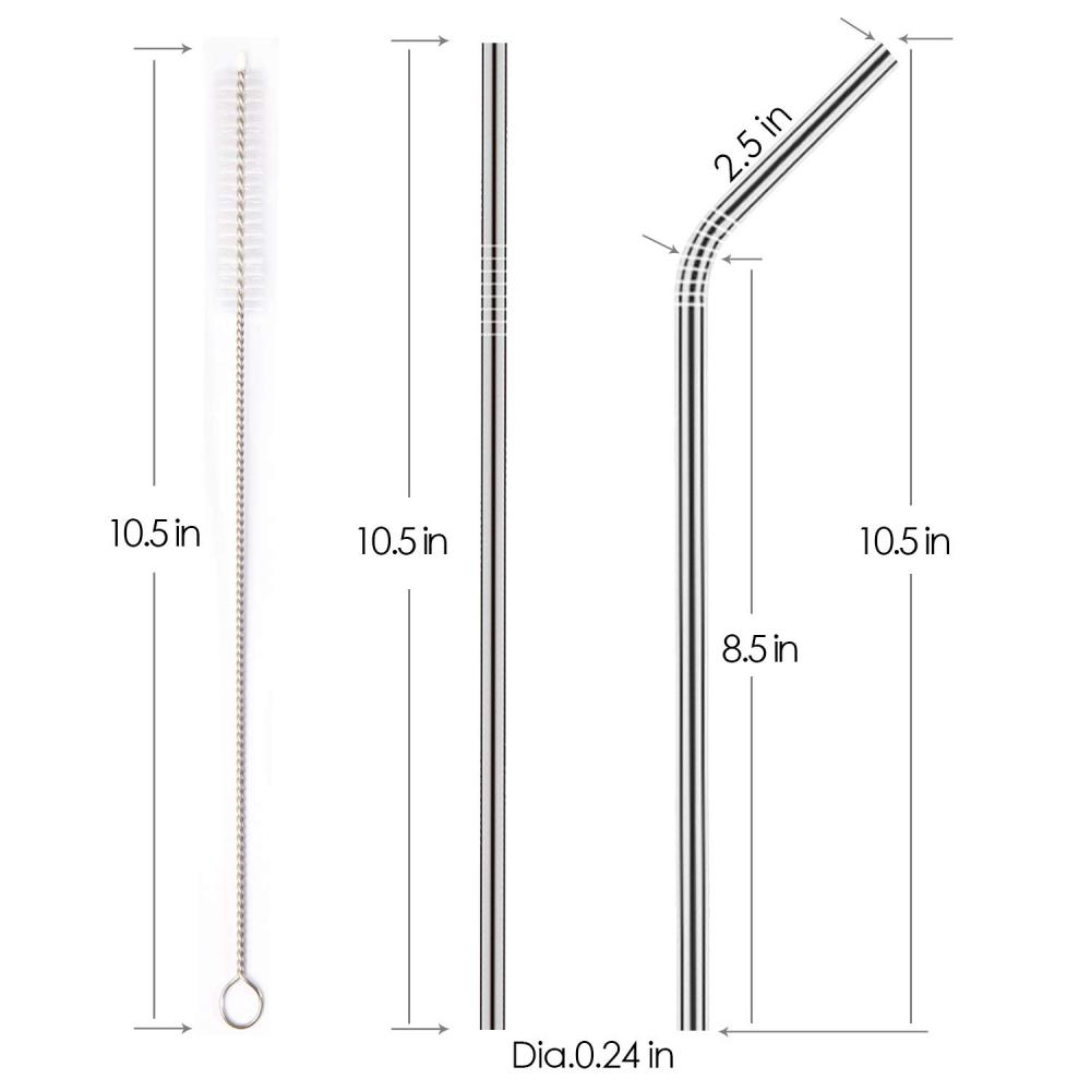 Stainless Steel Drinking Reusable Straw With Cleaning Brush