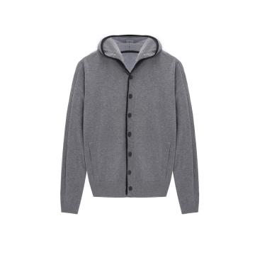 Ανδρική Πλεκτή Κούμπα με Αντίθεση Placket Cardigan Hoodie