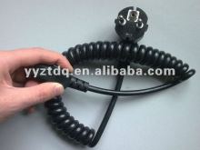 PU coiled cable with Euro Schuko plug C13 connector