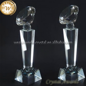 Cheap hotsell diamond top crystal glass trophy