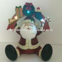 Christmas polyresin santa decoration with led lights christmas gift