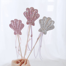 Princess Wood Wands - Silver Shell Glitter Wands for Kids' Birthday Party Supplies