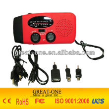 solar hand crank noaa weather band radio with flashlight