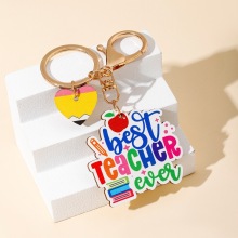 Custom Wooden Keychain with Heart Charms - Teacher Gift Idea