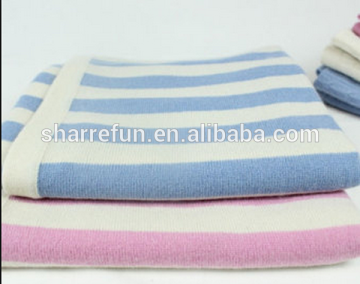 luxury striped 12gg cashmere baby knitting blankets