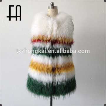 Factory direct wholesale price real raccoon fur vest /fur vest girl