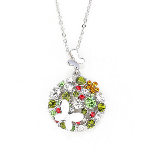 2018 New arrival silver ball pendant with flower necklace