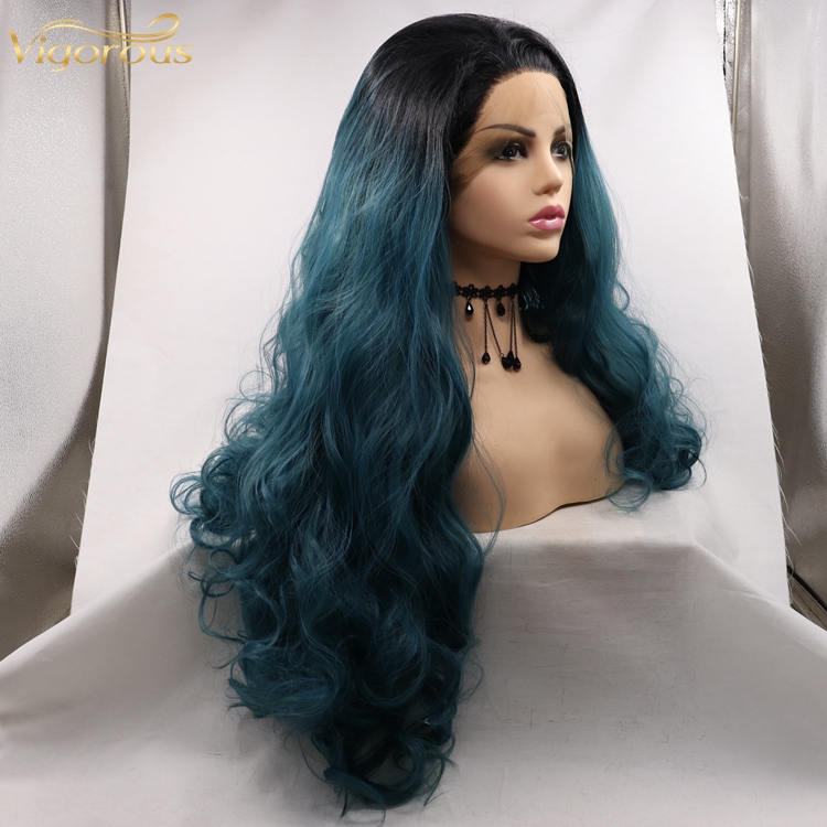 Hot Sale Synthetic Lace Front Wig For Women Black Body Wave Wig Heat Resistant Fiber Hair Wigs Side Part Hairline