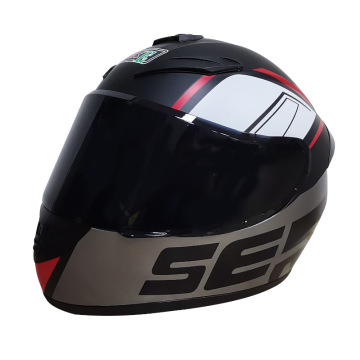 XXL Private Black Motorcycle Helmet with Custom Decal Design