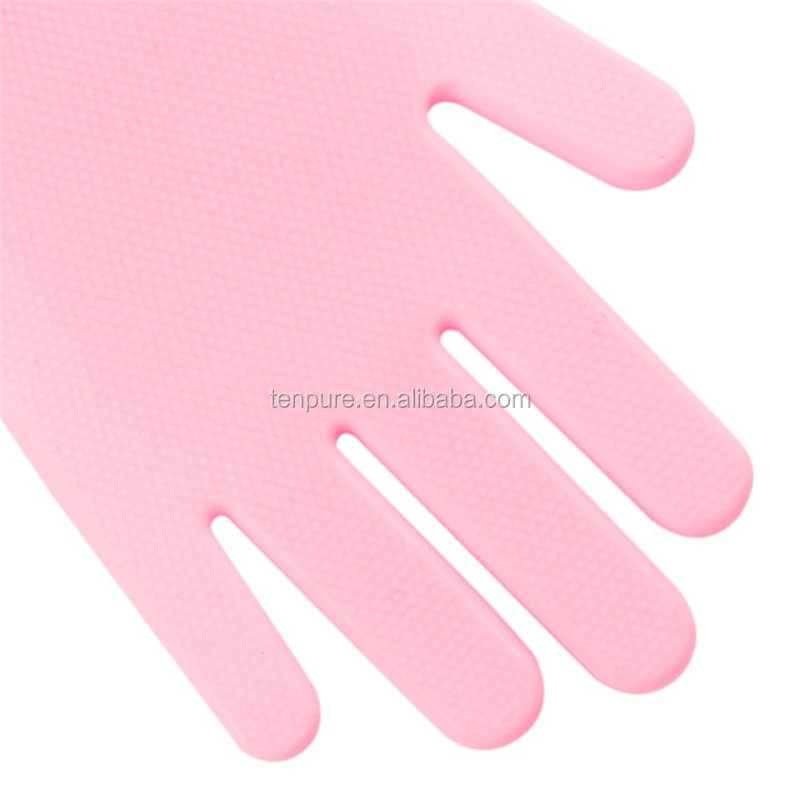 Magic Silicone Scrubber Gloves with Wash Scrubber Silicone Dishwashing Glove Rubber Scrubbing Glove for Dishes Kitchen Pet Hair