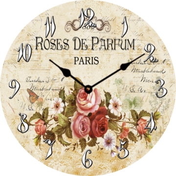 Roses Glass Round Wall Clock