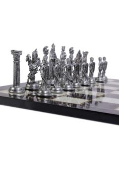 5 No. Antique Copper Chess pieces And Luxury Folding Marble Patterned Chess Board Chess Game Set
