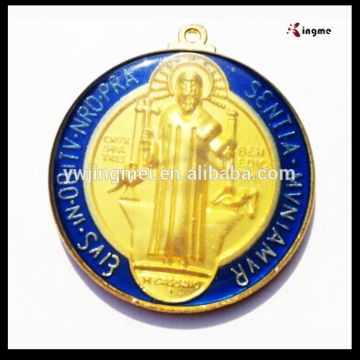 Catholic blue Saint Benedict double sided pendant ,catholic crafts