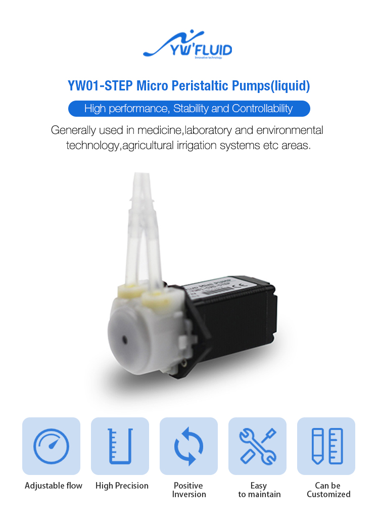 YW01-STEP-12V/24V Factory Sell Stepper Motor Peristaltic Pump 150ml/min with Silicon Tube 10000 hrs