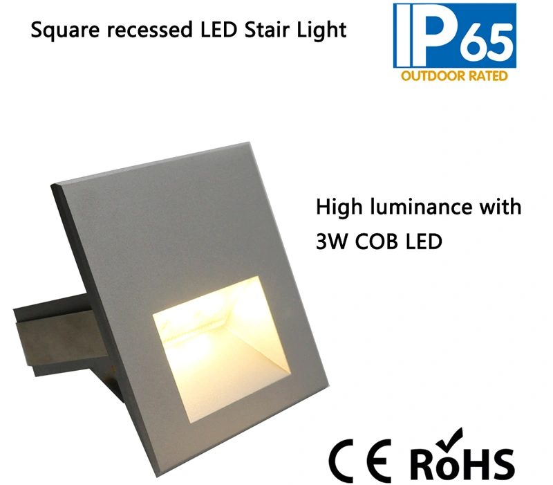 3W Square Recessed LED Wall Stair Light, LED Step Lighting