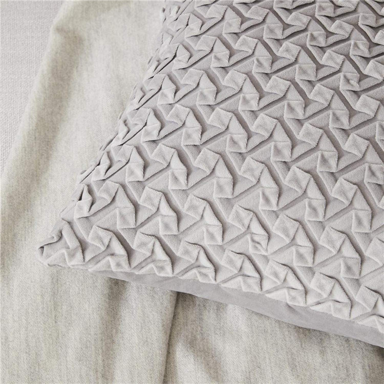 Fashionable custom solid embossed holland velvet decorative pillow