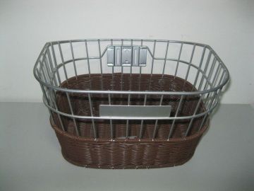 Eco-friendly Poly Rattan Basket Containers , Handicraft Bicycle Baskets Front