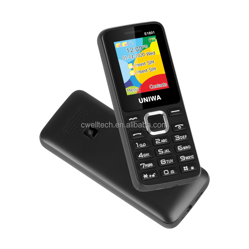 In Stock UNIWA E1801 1.77Inch Screen Unlocked 2G GSM Basic Phone Low Price Dual SIM Card Dual Standby Feature Phone