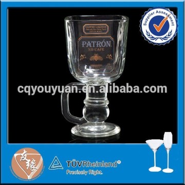 Durable machine pressed square coffee glass cup with stem