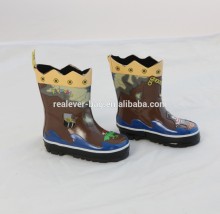 2015 brown pirate printed rubber rain boots