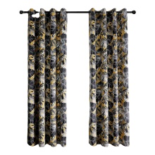 2023 European Luxury Velvet Flower Printed Curtains for Living Room