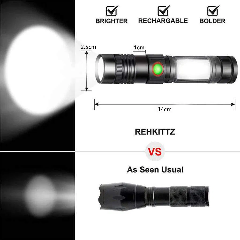 Versatile LED Flashlight with COB Floodlight and UV Light