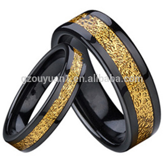 Tungsten Ring, Black Tungsten Ring with Inlays