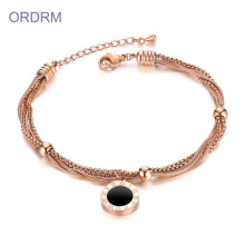 Rose Gold Multi Chain Roman Numeral Bracelet Womens