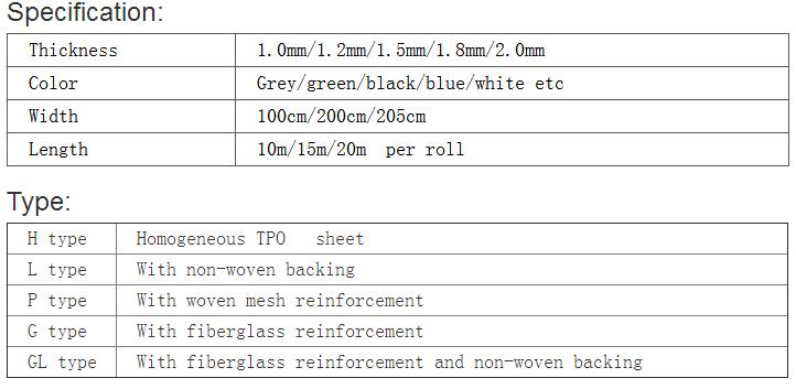 TPO waterproof membrane