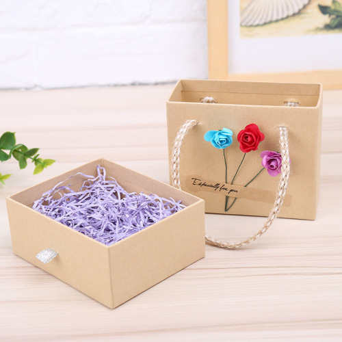 Recycled Kraft Paper Drawer Gift Box Rope Handle