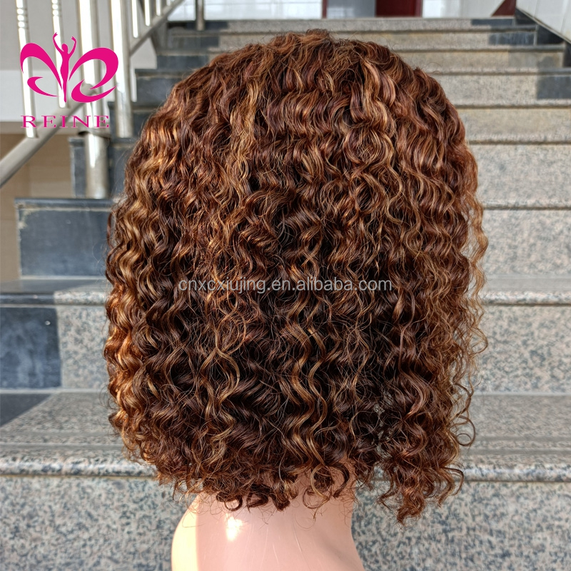 Good Short Full Lace Bob Human Hair Wigs 4*4 Closure Highlight Colored Curly Bob Wigs  For Black Women Hot sale products