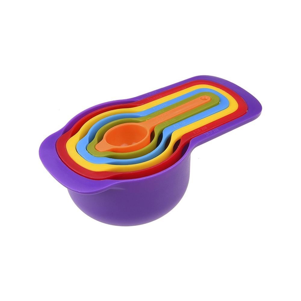 6PCS av Nesting Colorful Mätning och sked Set