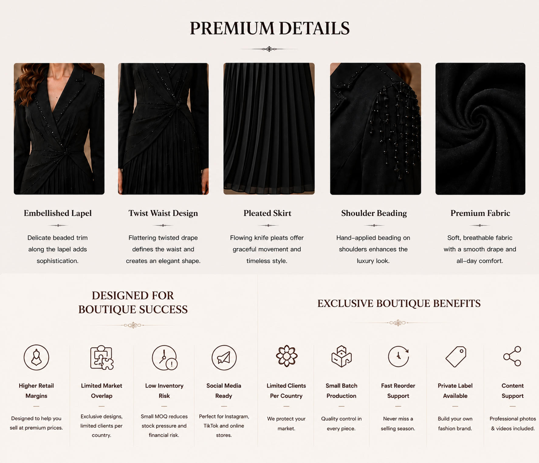 جزئیات طرح لباس ماکسی چین دار کت مشکی black blazer pleated maxi dress design details