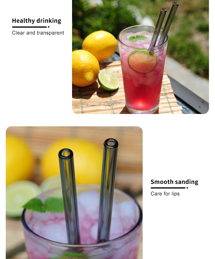 China Manufacturer coloured reusable borosilicate straight glass straws