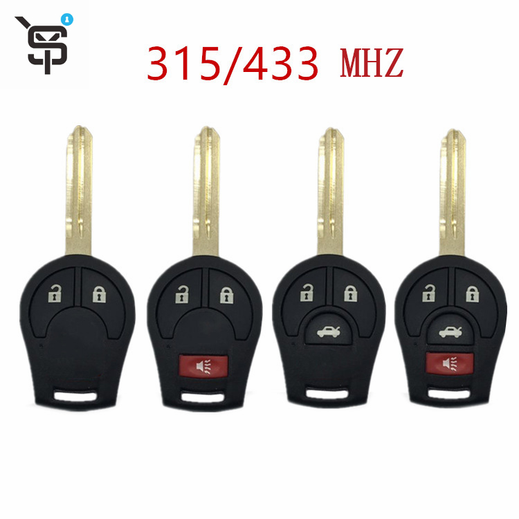 Factory price black custom car keys 2/3/4 button keys for car with 315/433 mhz ID46 chip