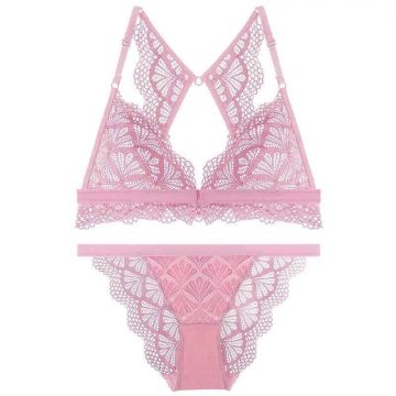 Set bikini bralette in pizzo senza fili con clip frontale in stock