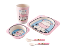 Bamboo Fiber Animal Printed Children 5 PCS Dinnerware