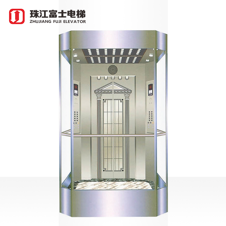 ZhuJiangFuji Brand Luxury Cabin Decoration Full View Glass Panoramic Elevator