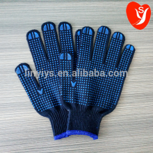 Hot sale blue pvc dotted black blue cotton knit working glove