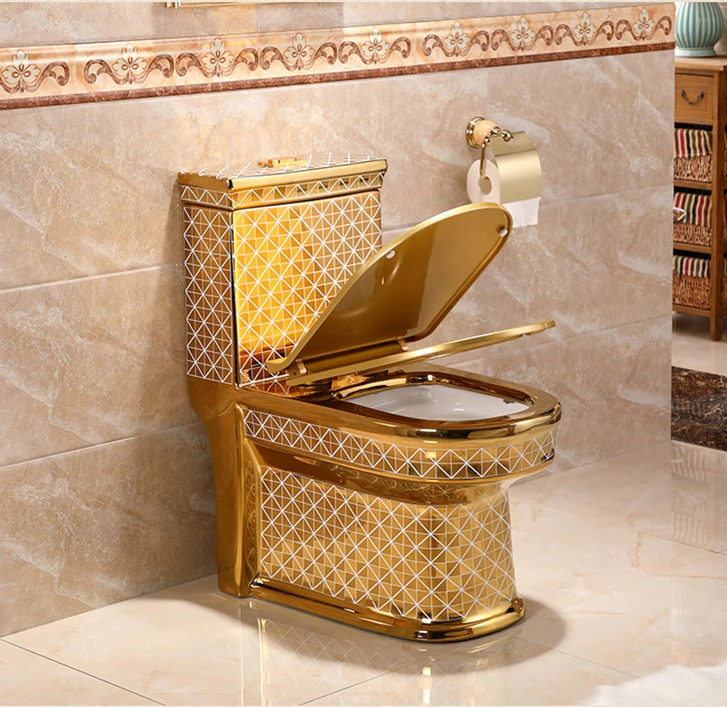 European Tyle Luxury Golden Flush Toilet Toilet Home Creative Personality Color Toilet