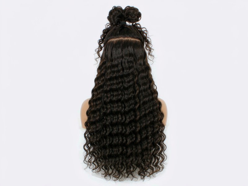 Medium Brown Long Straight Wig 100% Human Hair