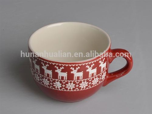 Big size Christmas hand painting style mug