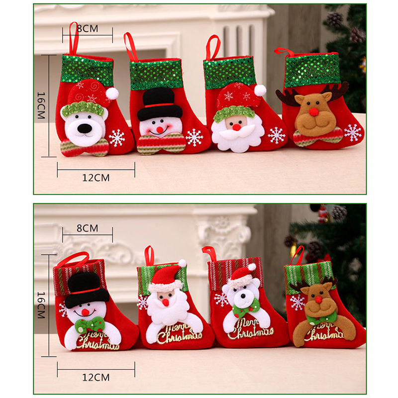 Christmas Xmas Tree Hanging Party Tree Decor Santa Stocking Sock Gift Candy Bags Lovely Gift Bag For Children Fireplace Tree #21