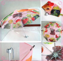 3 section folding fruit printing adult portable umbrella