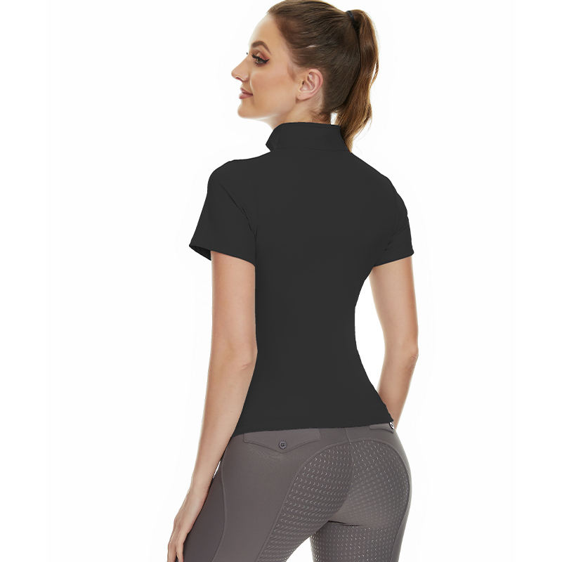 Wholsale Zipper Equestrian Tops for Women Short Sleeve