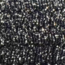 Shine Textiles Black Silver Elastic Sequin Fabrics